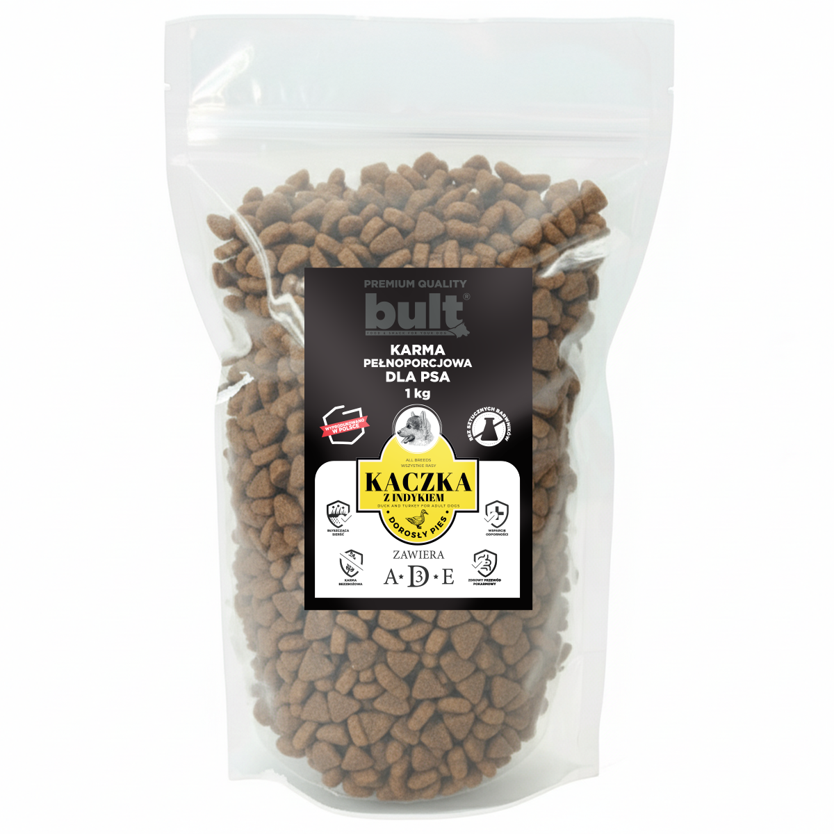 KARMA SUCHA Z KACZKĄ I INDYKIEM BULT DLA SZCZENIĄT 1 kg