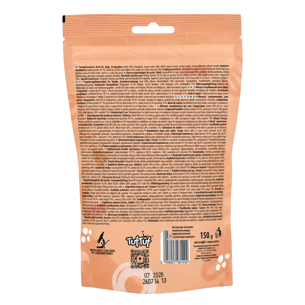 TufTuf Chonky Chews przysmak dla psa Kaczka 150g