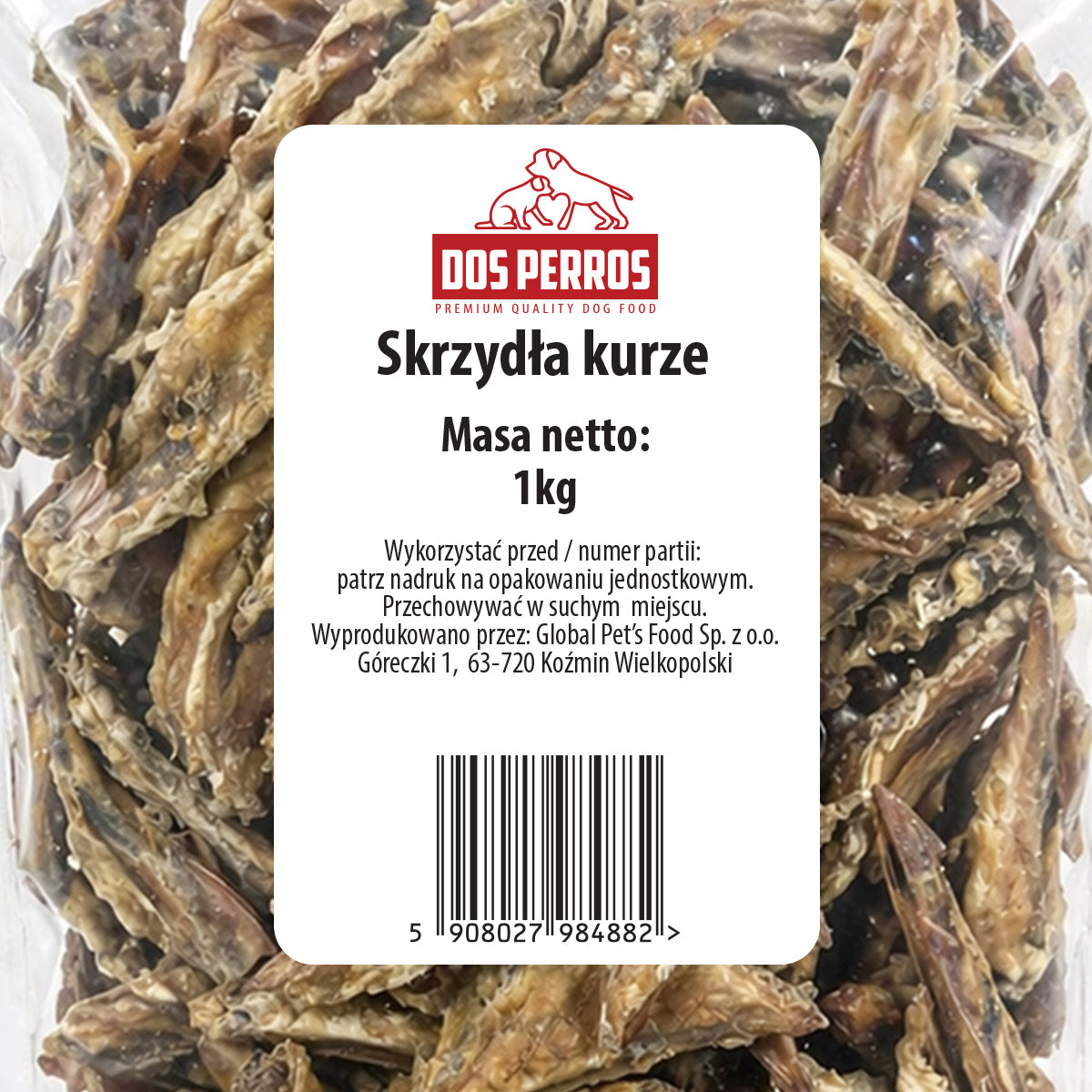 Dos Perros gryzak naturalny dla psa Skrzydełka z Kurczaka 1kg Przysmak