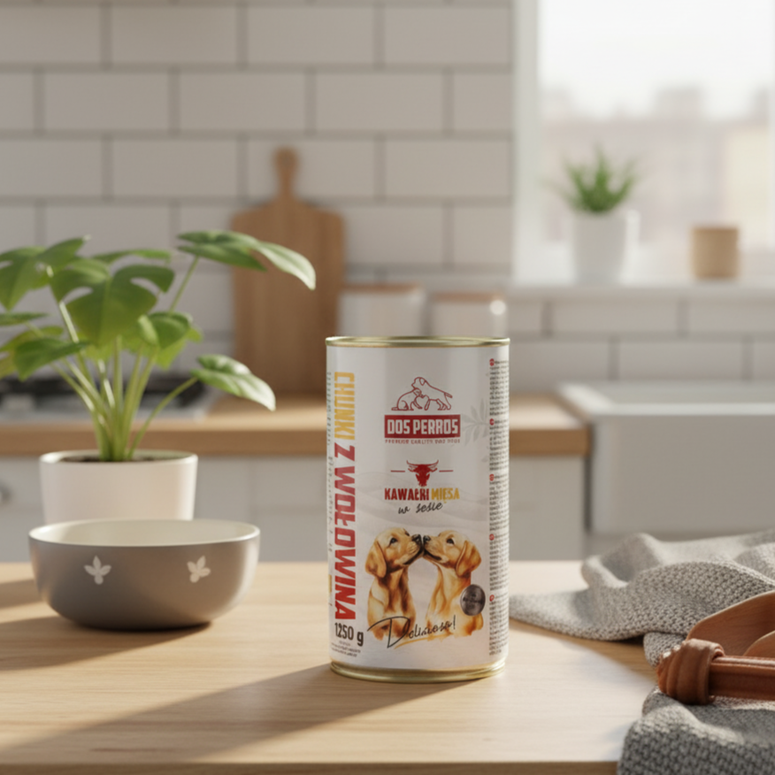 DOS PERROS kawałki mięsa w sosie z WOŁOWINĄ, puszka 6x1250g