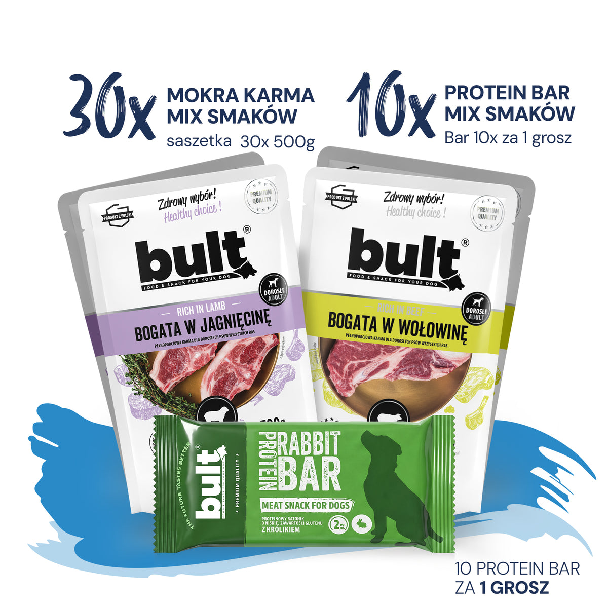 Zestaw Bult dla Psa mix smaków - 30 x 500g + 10 barów