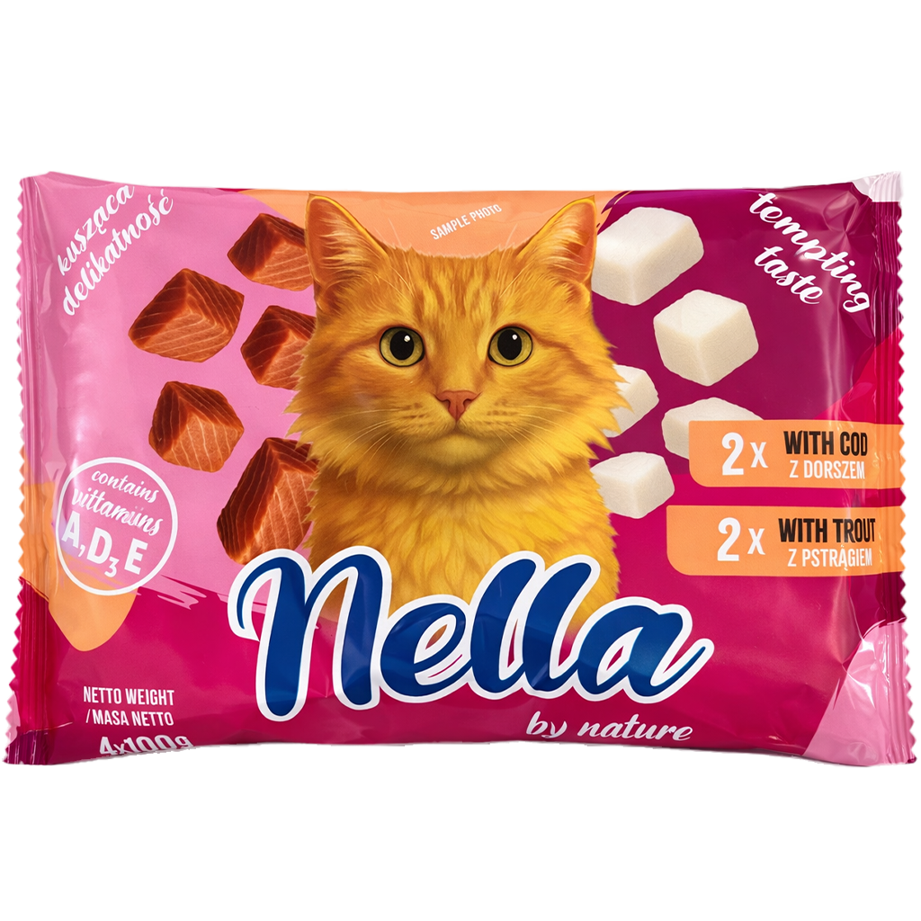 NELLA mokra karma dla kota 2x100g DORSZ 2x100g PSTRĄG