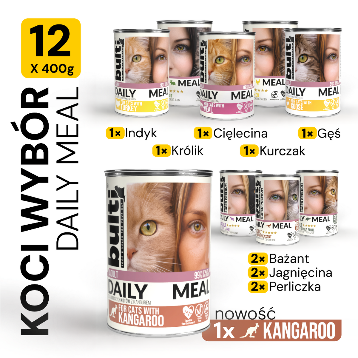 BULTI Daily meal koci wybór mix smaków 12x400g