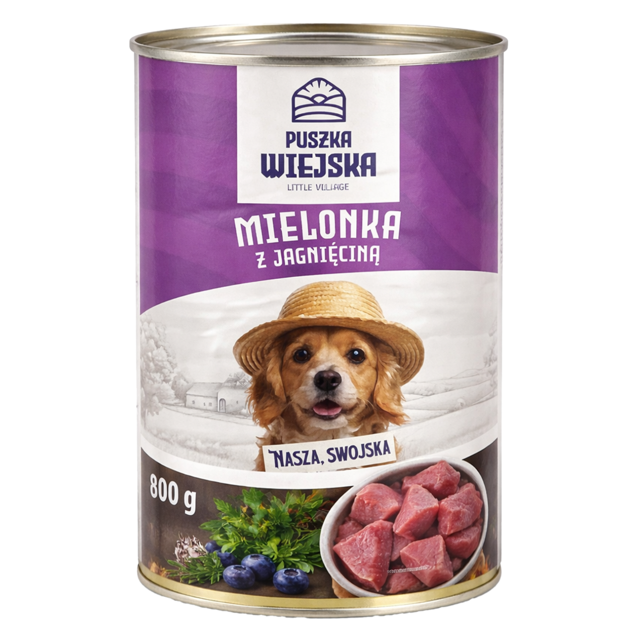 PUSZKA WIEJSKA mielonka dla psa Jagnięcina - puszka 800g