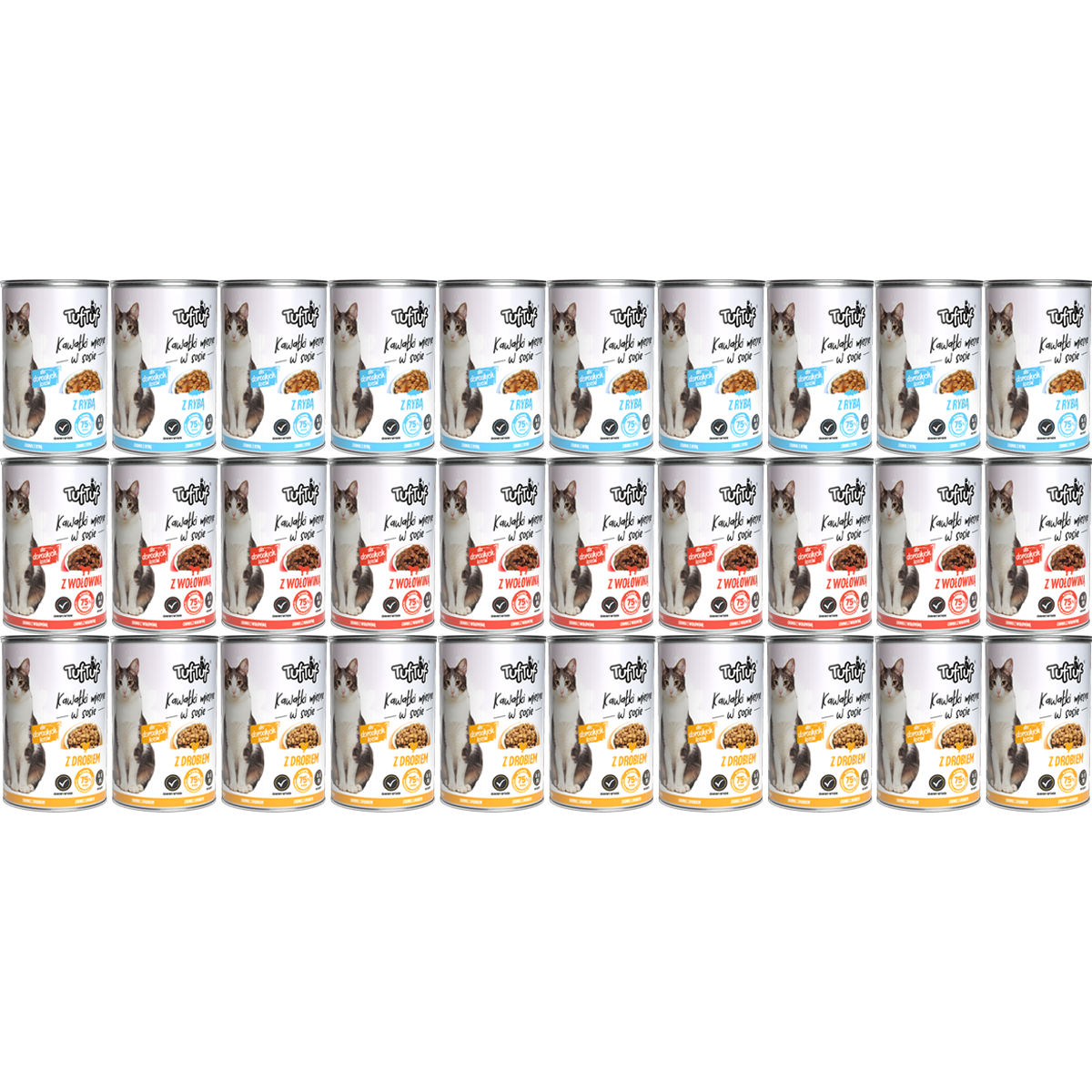 TufTuf puszka kawałki mięsne Mix smaków Zestaw 30x415g