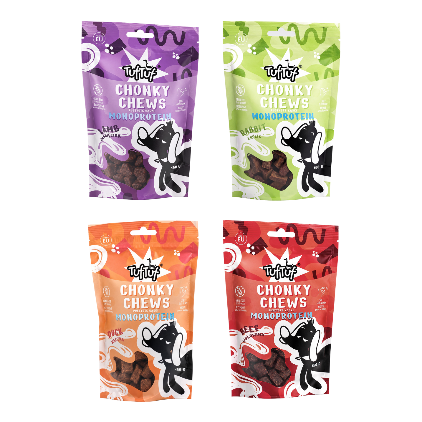 Zestaw TufTuf Chonky Chews - przysmaki dla psa mix smaków 150g