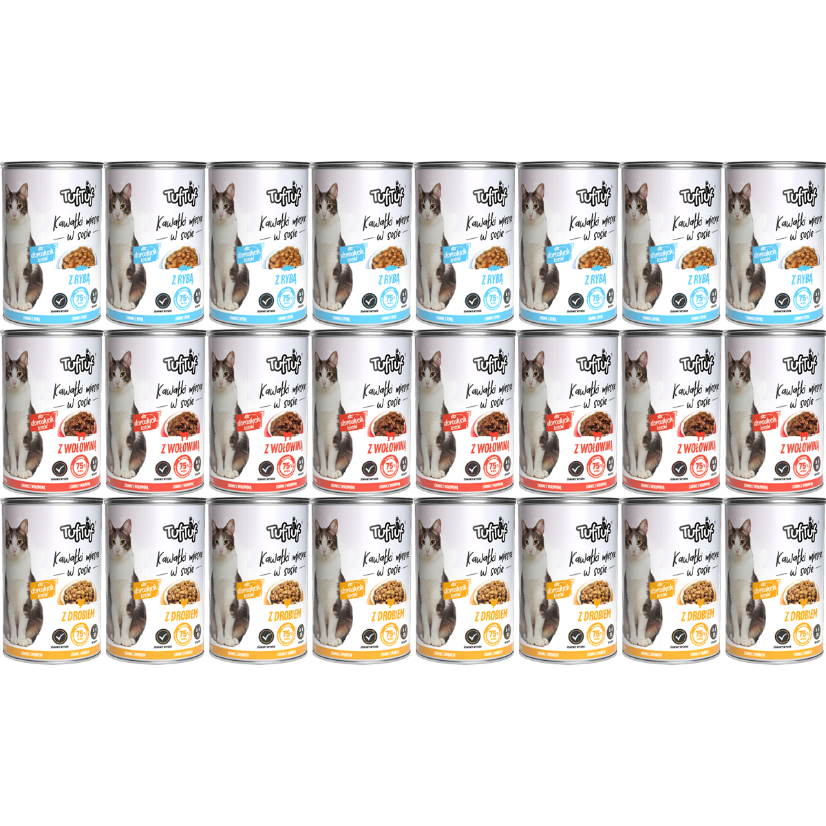 TufTuf puszka kawałki mięsne Mix smaków Zestaw 24x415g