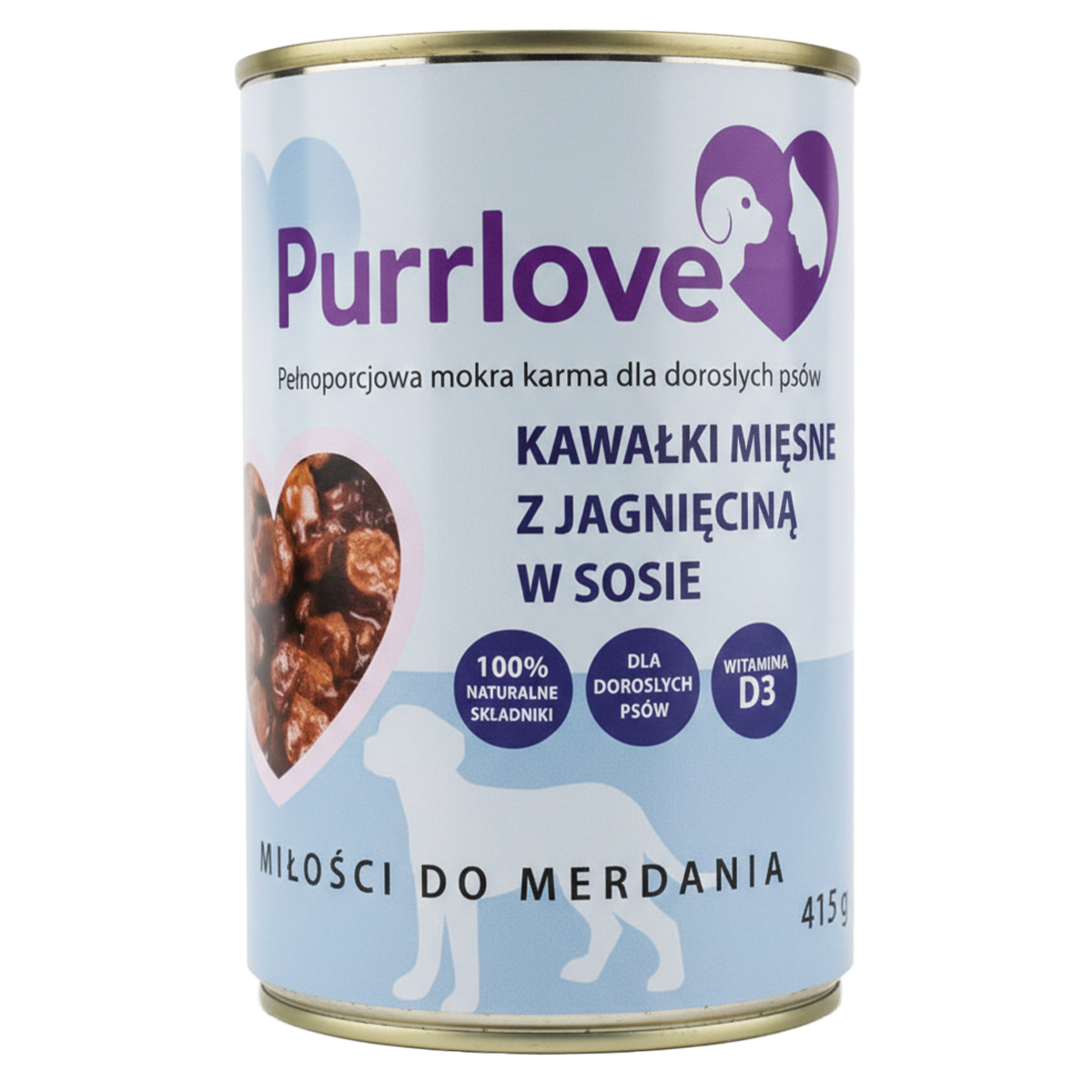 PURRLOVE Kawałki w sosie dla psa Jagnięcina - puszka 415g