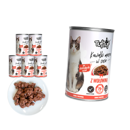 TufTuf puszka kawałki mięsne z wołowiną Zestaw 6x415g