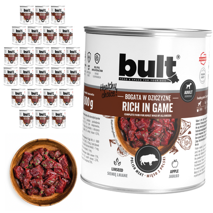 BULT wet dog food venison, 24 x 800g can, complete feed