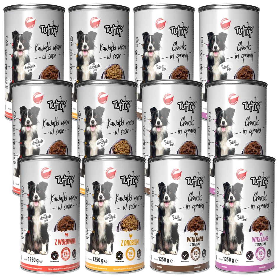 TufTuf – mix smaków kawałki mięsne 12x1250g
