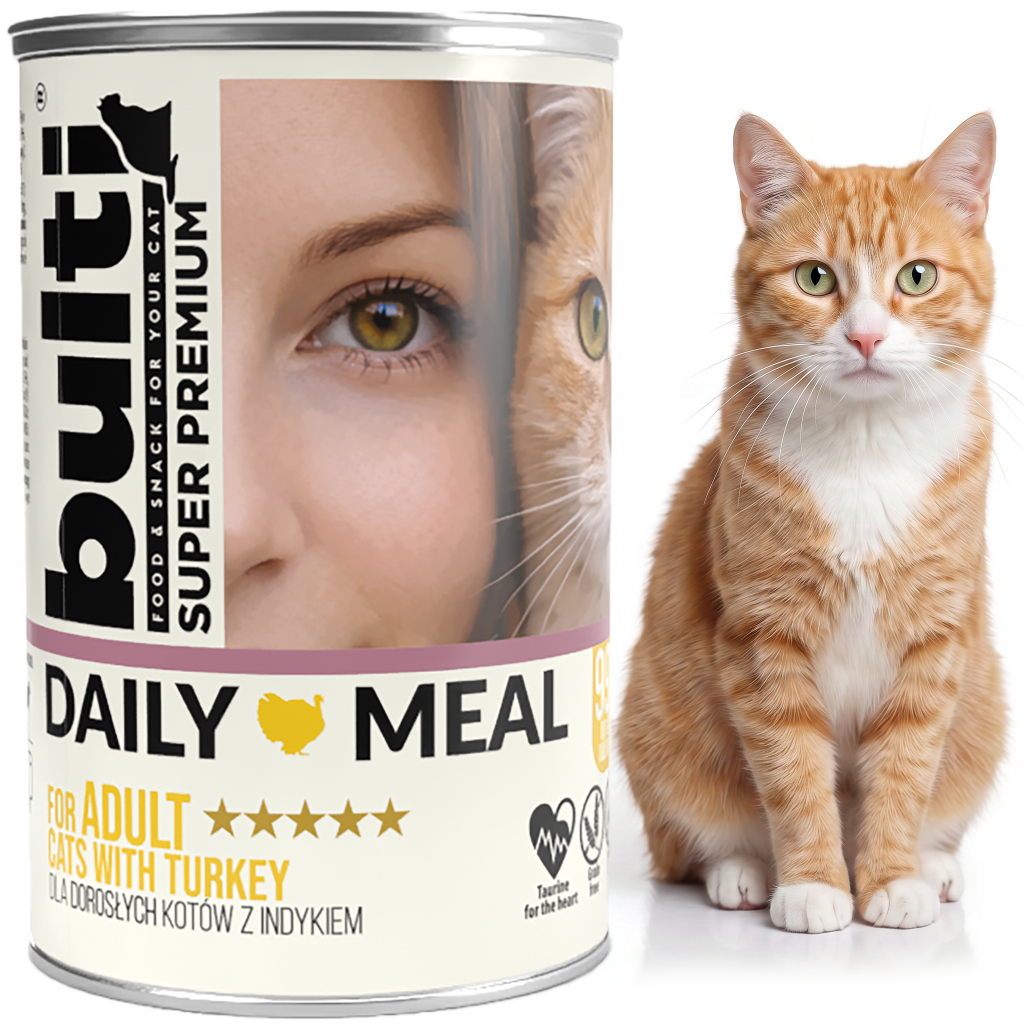 BULTI Daily Meal Adult mokra karma dla kota indyk, puszka 24 x 400g
