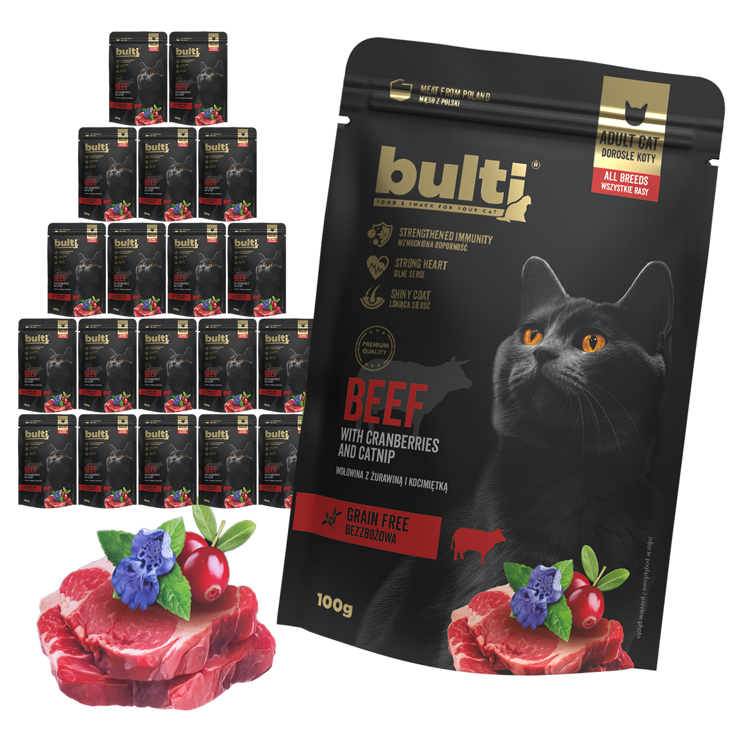 Bulti superfood wołowina z żurawiną kocimiętką 20x100g