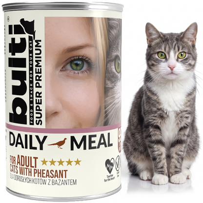 BULTI Daily Meal Adult mokra karma dla kota bażant, puszka 24 x 400g