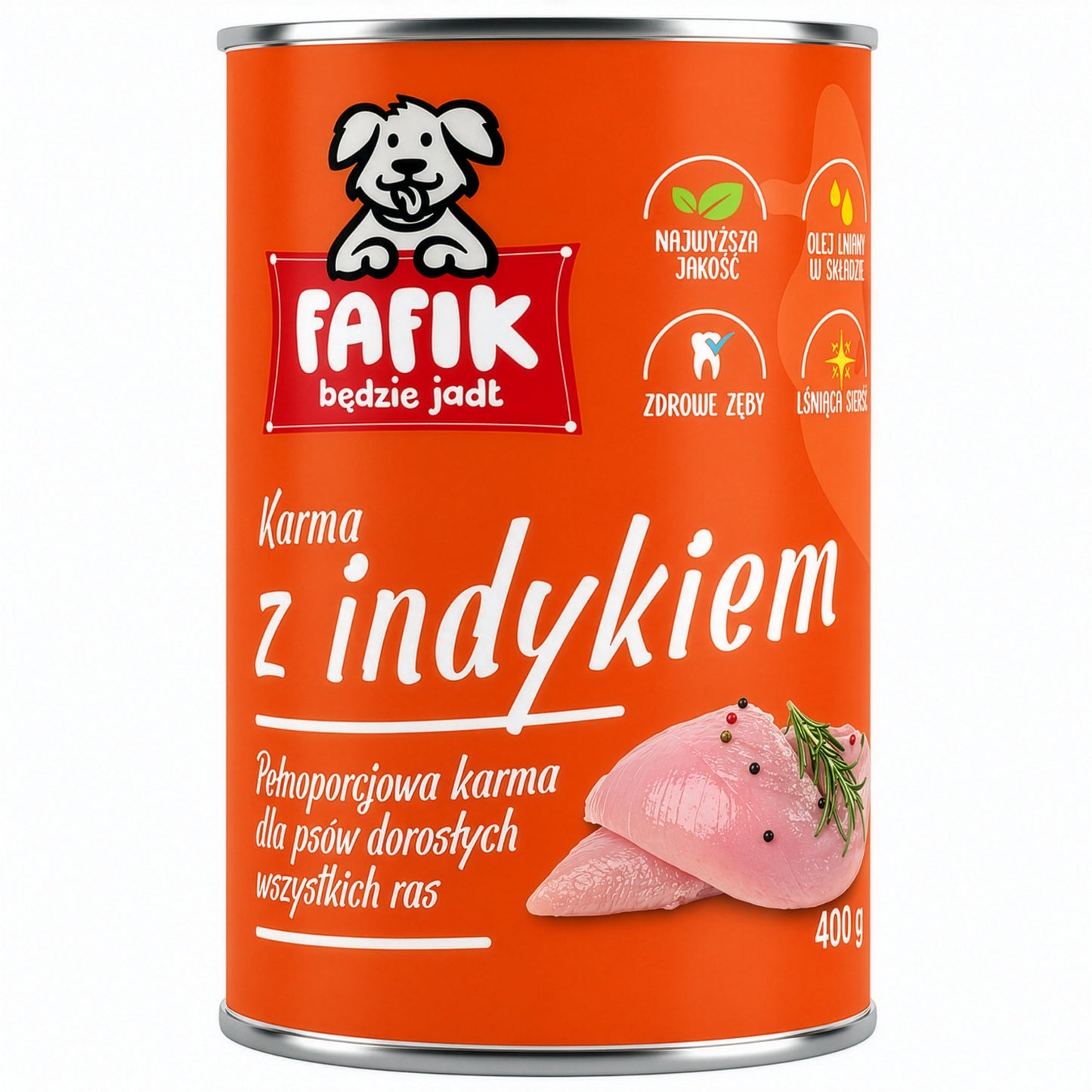 FAFIK mokra karma dla psa Indyk puszka 400g Pełnoporcjowa