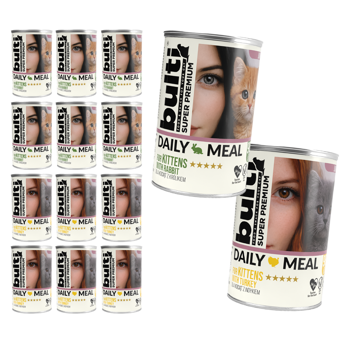 BULTI Daily Meal Kitten mokra karma dla kociąt mix smaków, puszka 12 x 400g