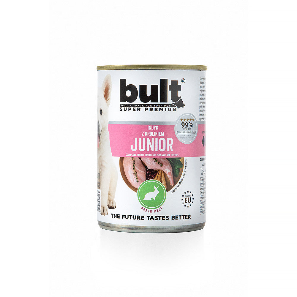 BULT JUNIOR INDYK Z KRÓLIKIEM mokra karma dla szczeniąt - puszka 400g