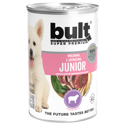 BULT JUNIOR mokra karma dla szczeniąt wołowina z jagnięciną, puszka 6 x 400g