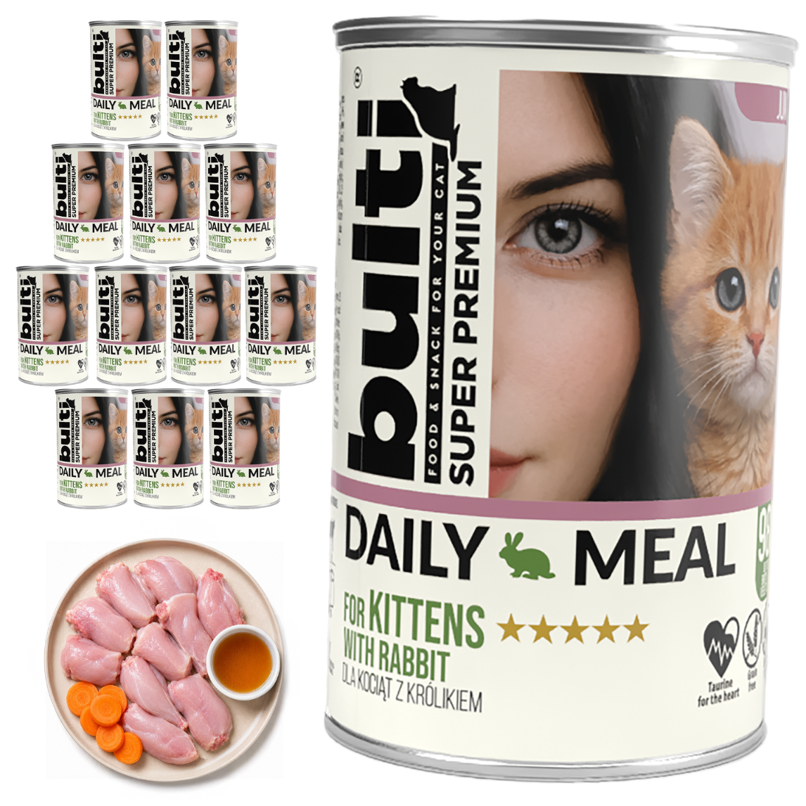 BULTI Daily Meal Kitten mokra karma dla kociąt królik, puszka 12 x 400g
