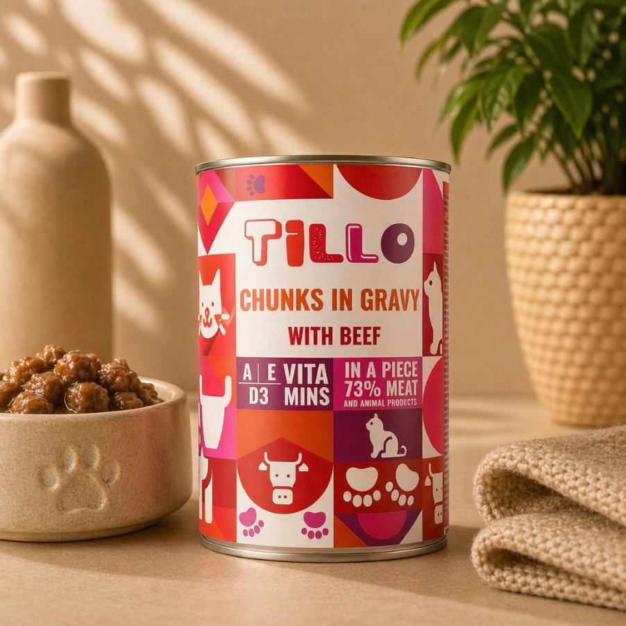 TILLO CHUNKY WOŁOWINA - Kawałki w sosie dla kota, puszka 415g