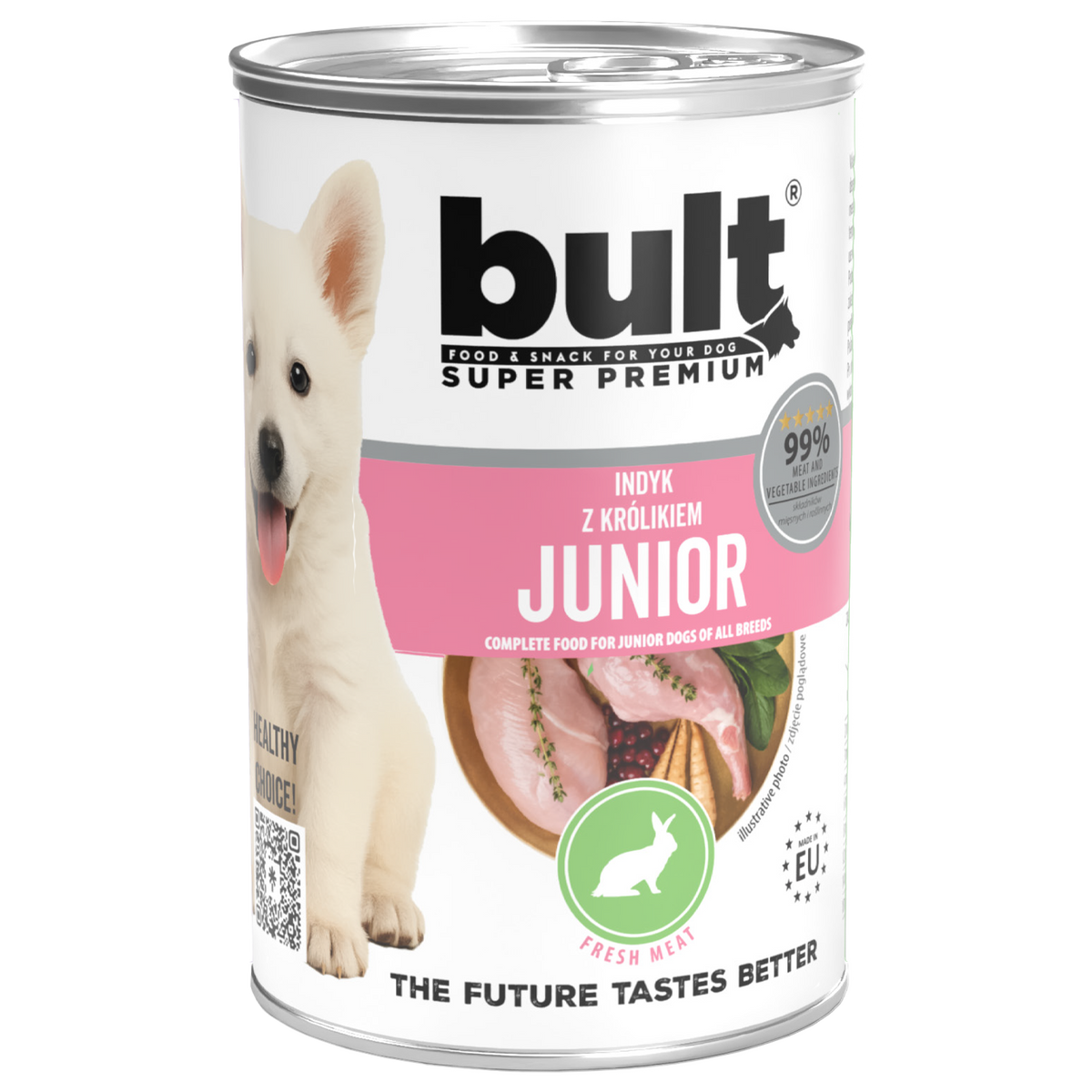 BULT JUNIOR mokra karma dla szczeniąt indyk z królikiem, puszka 6 x 400g