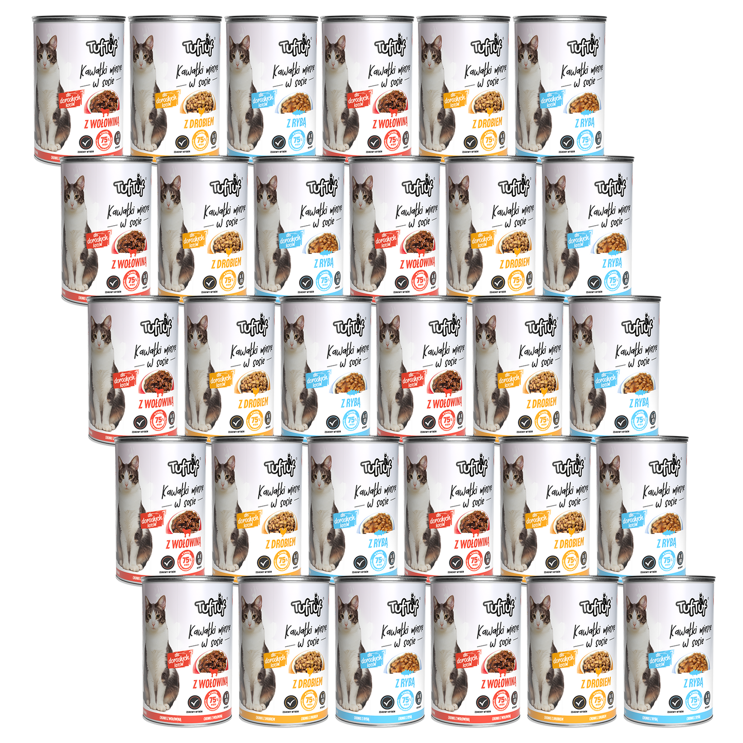 TufTuf puszka kawałki mięsne Mix smaków Zestaw 30x415g