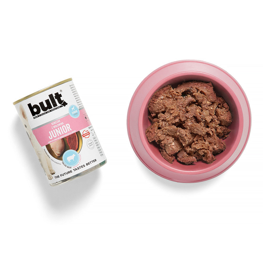 BULT JUNIOR mokra karma dla psa Kurczak z Wołowiną puszka 400g