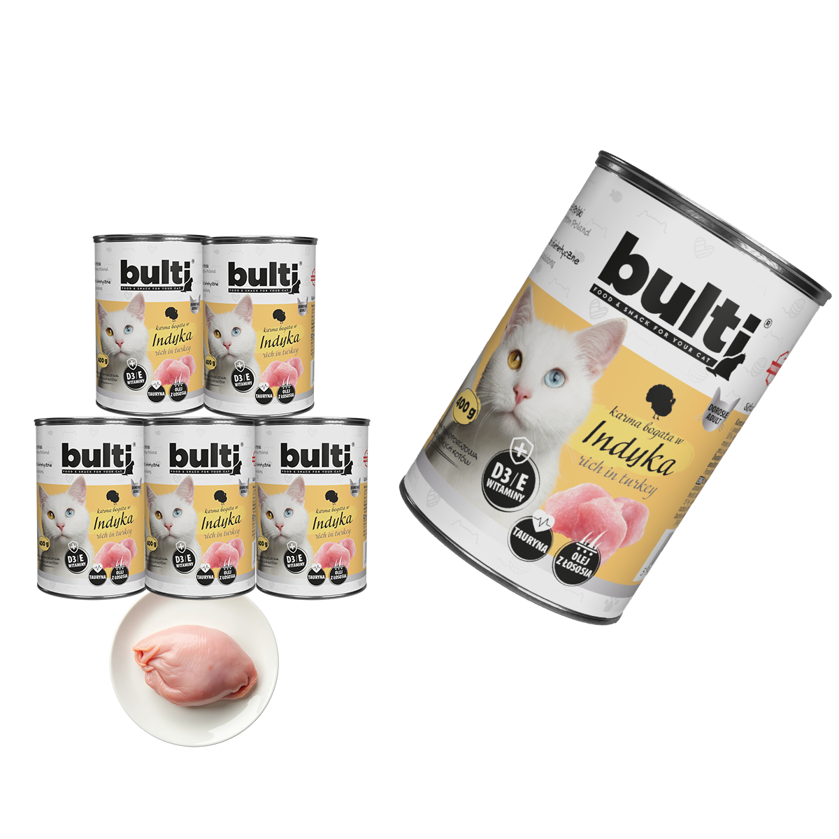 Bulti puszka mielonka z indykiem Zestaw 6x400g