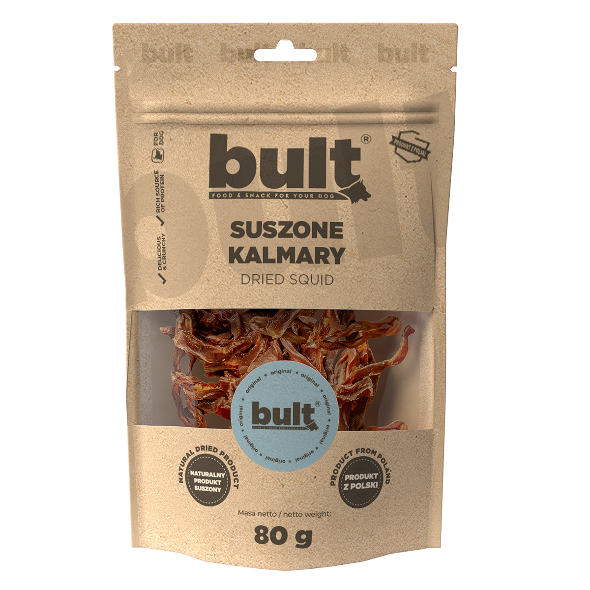 BULT gryzak naturalny dla psa Suszone Kalmary 80g Przysmak