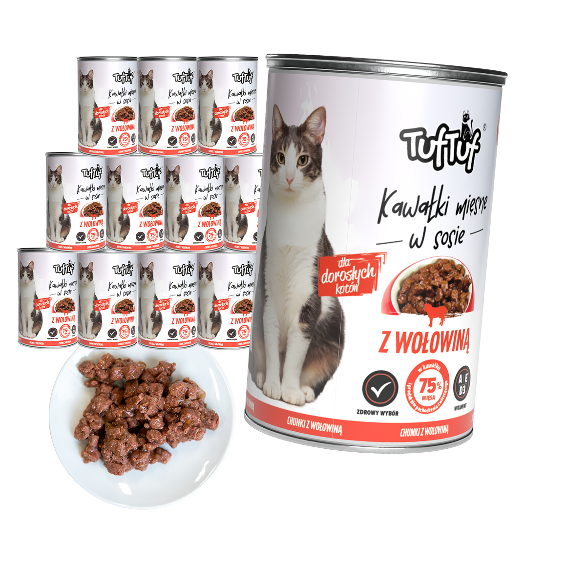 TufTuf puszka kawałki mięsne z wołowiną 12x415g