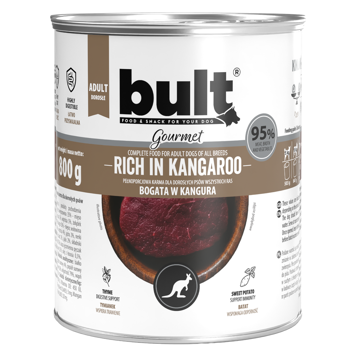 BULT Gourmet mokra karma dla psa Bogata w Kangura puszka 800g