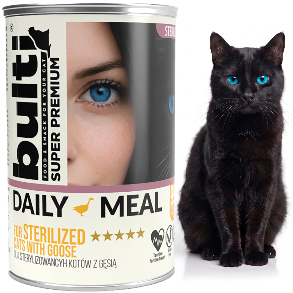 BULTI Daily Meal Sterilized mokra karma dla kota kurczak z gęsią, puszka 36 x 400g