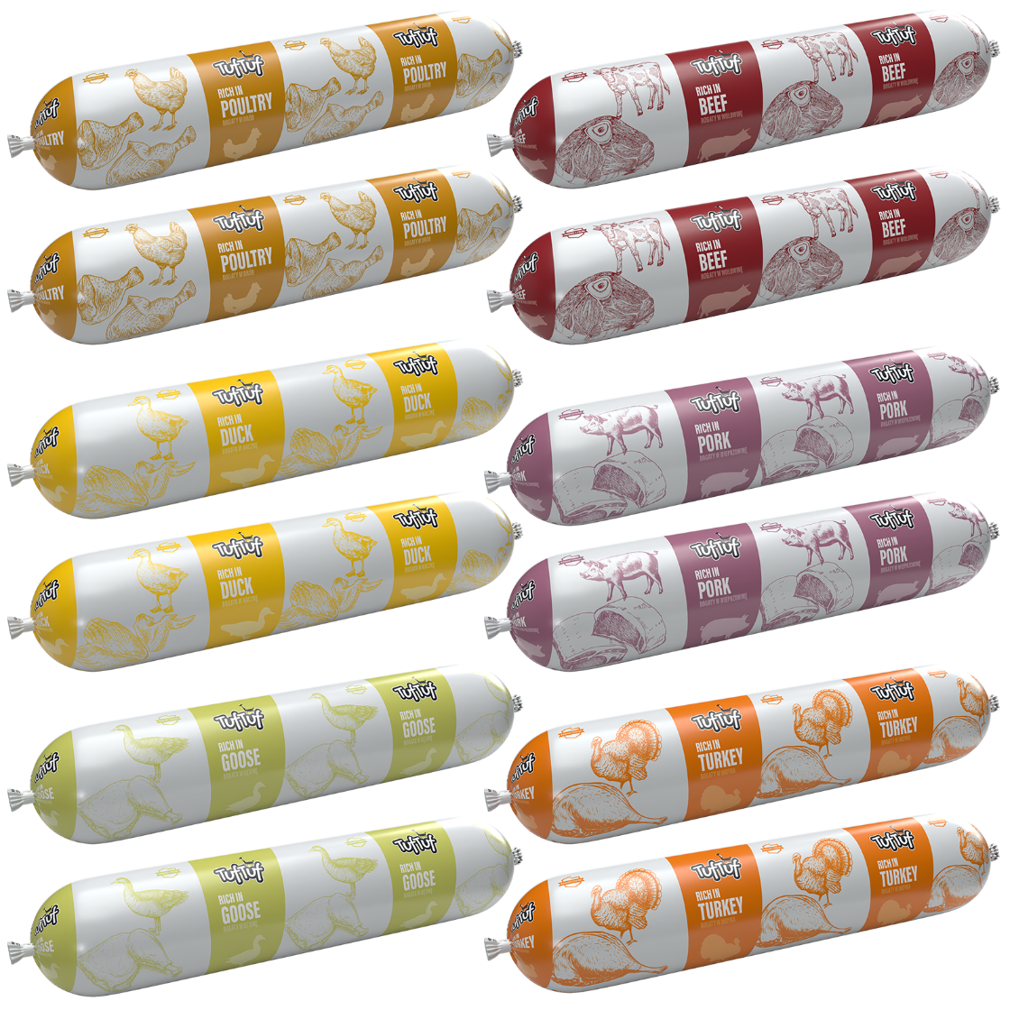 TufTuf – baton mix smaków 6 mięsnych 12x900g