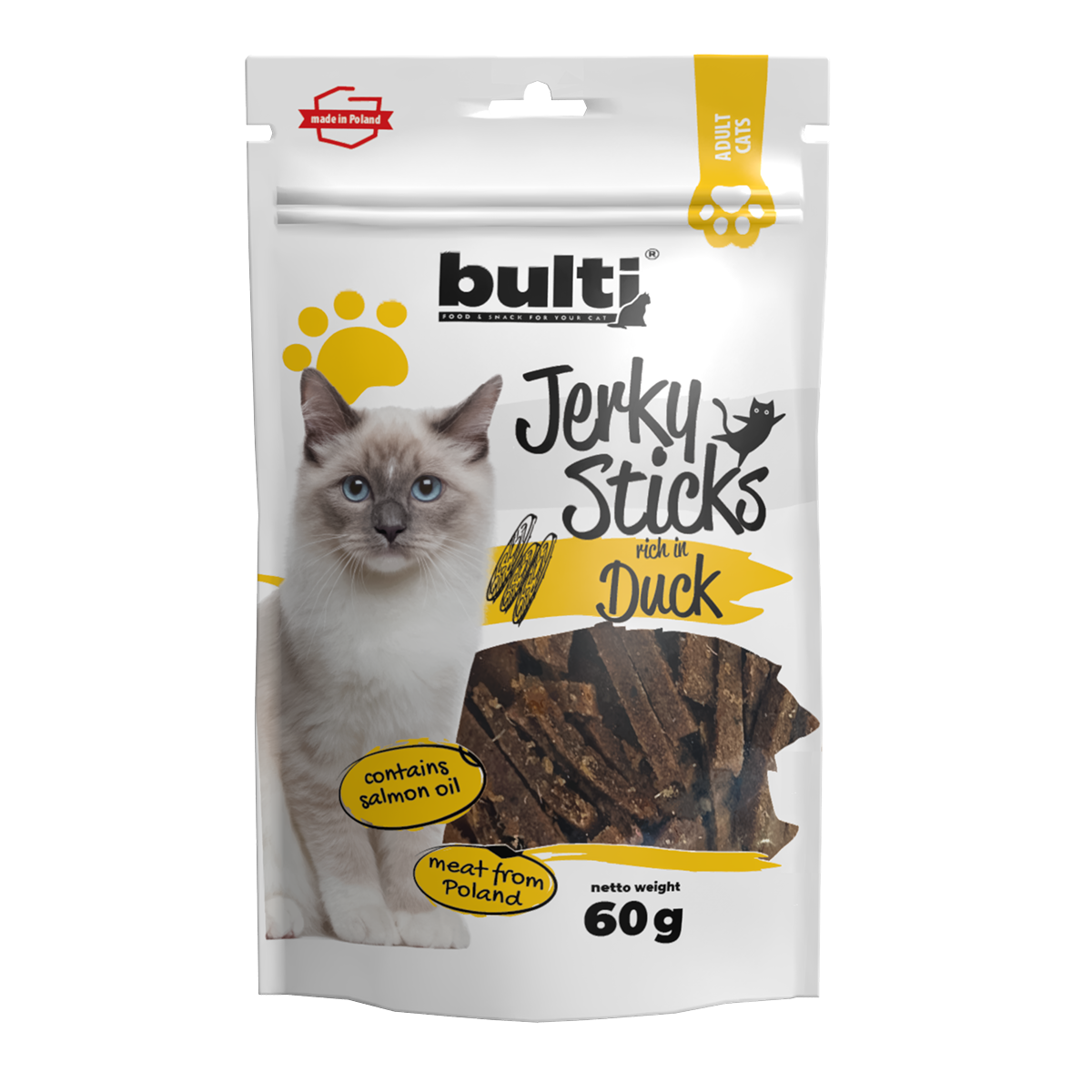 BULTI JERKY STICKS KACZKA - przysmak dla kota 60g