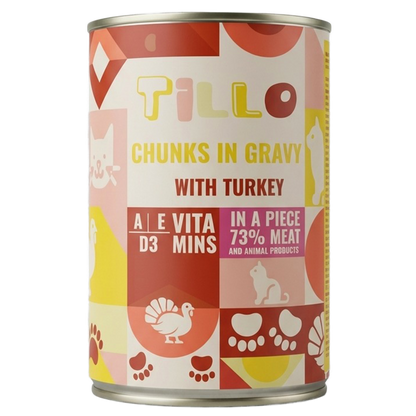 TILLO Chunky mokra karma dla kota Indyk puszka 415g Kawałki w sosie