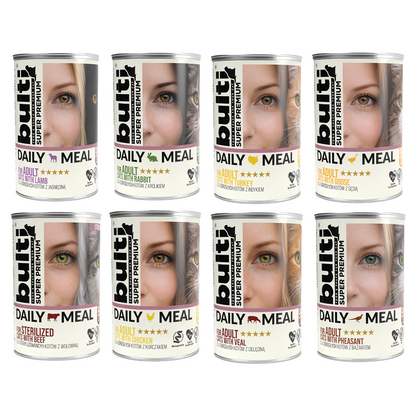 BULTI Daily Meal Adult mokra karma dla kota mix smaków, puszka 12 x 400g