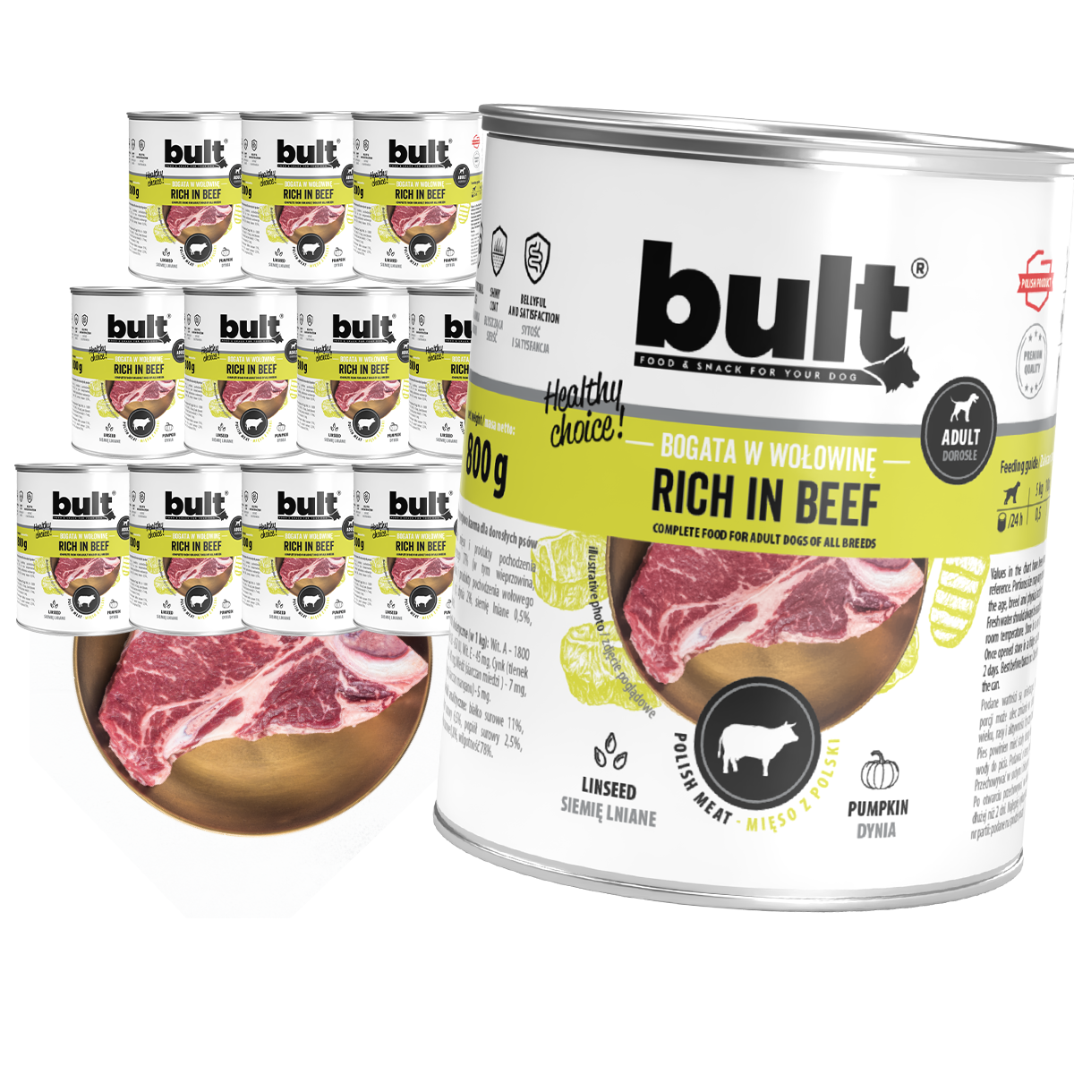 Bult – wołowina zestaw 12x800g puszka premium