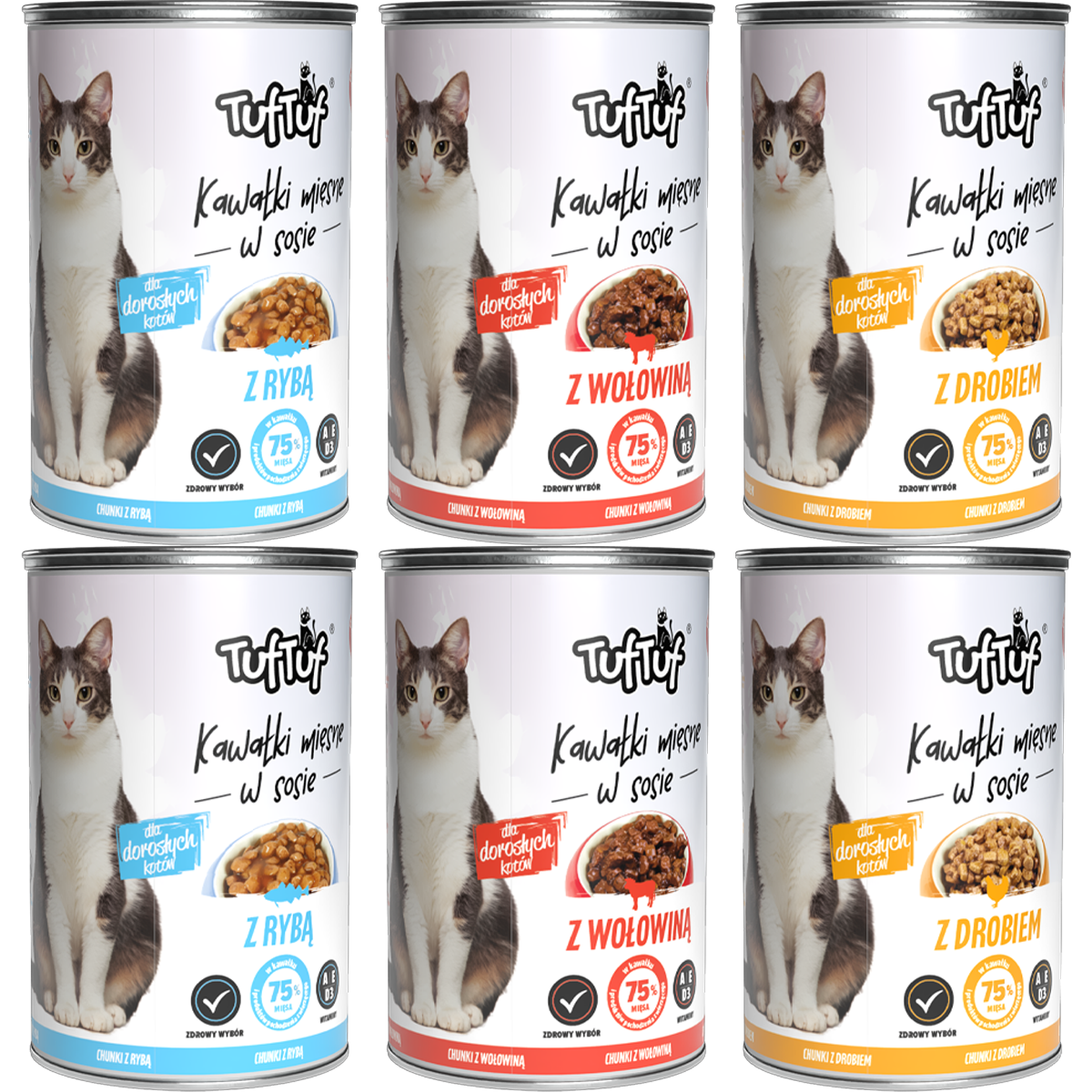 TufTuf puszka kawałki mięsne Mix smaków Zestaw 6x415g