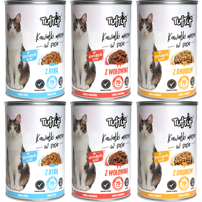 TufTuf puszka kawałki mięsne Mix smaków Zestaw 6x415g