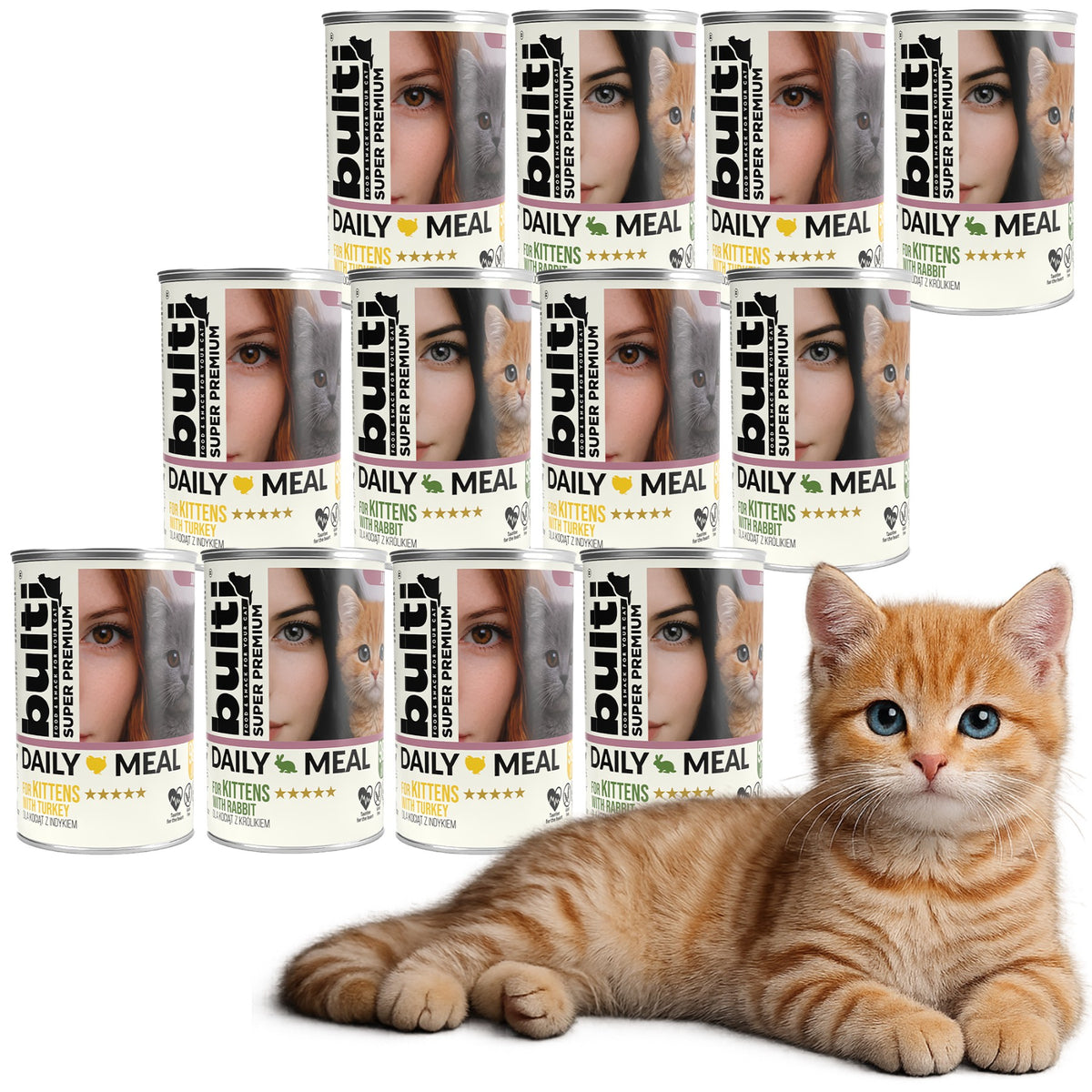 BULTI Daily Meal Kitten mokra karma dla kociąt mix smaków, puszka 12 x 400g