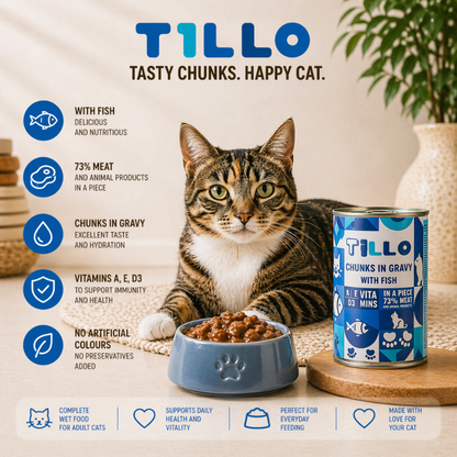 TILLO CHUNKY RYBA - Kawałki w sosie dla kota, puszka 415g
