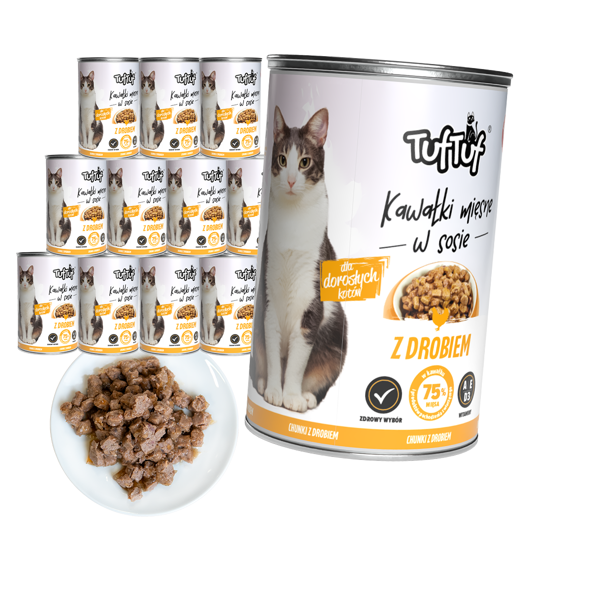 TufTuf puszka kawałki mięsne z drobiem Zestaw 12x415g