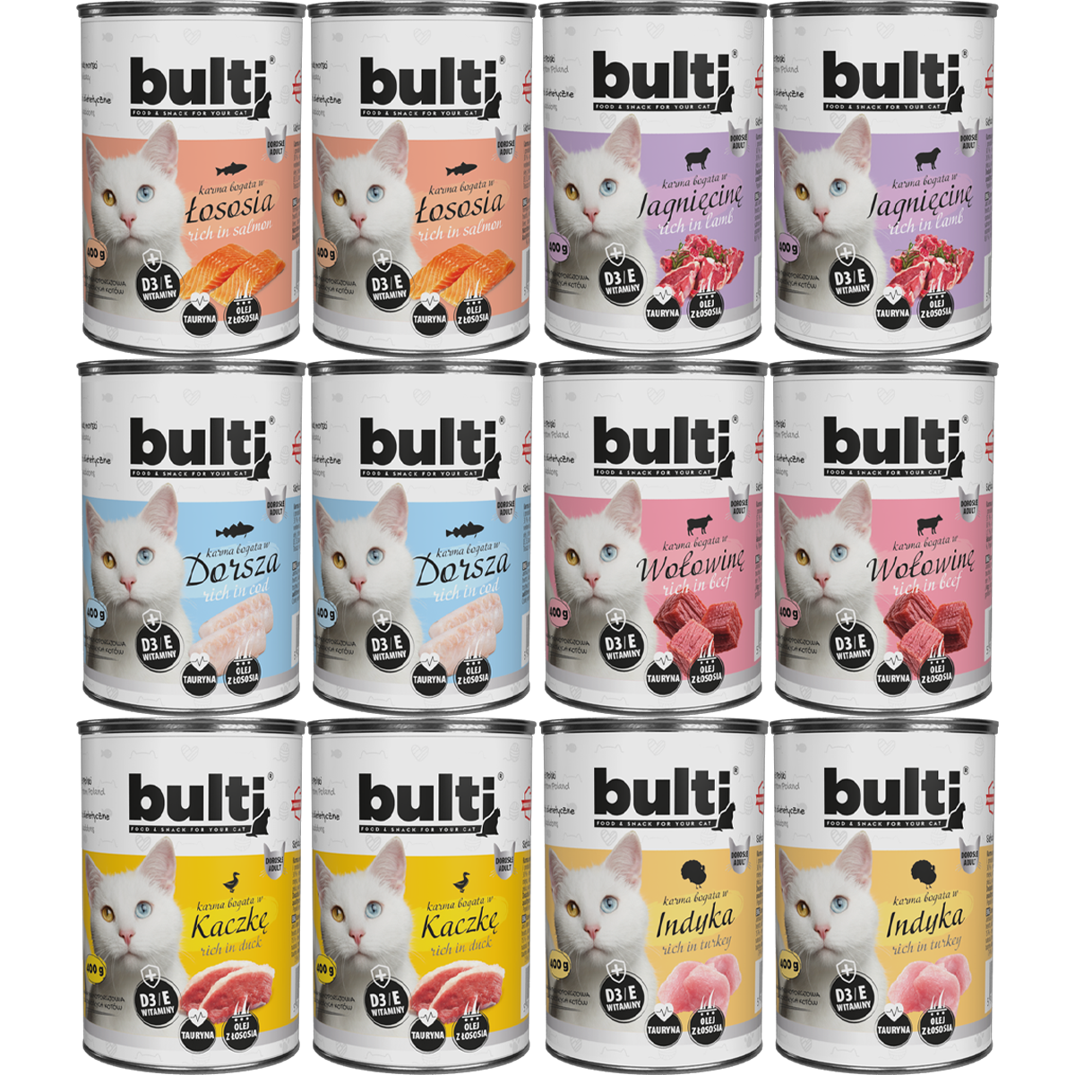 Bulti – puszka mielonka mix smaków 12x400g
