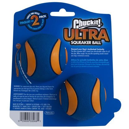 Chuckit! Ultra Squeaker Ball M – dwupak piłek 6,5 cm z piszczałką