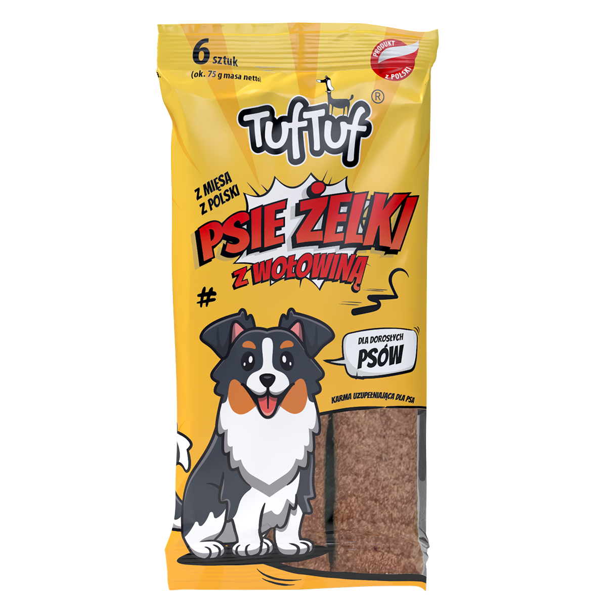 TufTuf psie żelki paski z wołowiną 6szt.