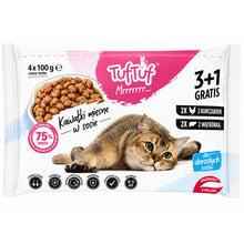 TufTuf kawałki w sosie dla kota 2x Kurczak, 2x Wątróbka 4x100g 3+1 Gratis
