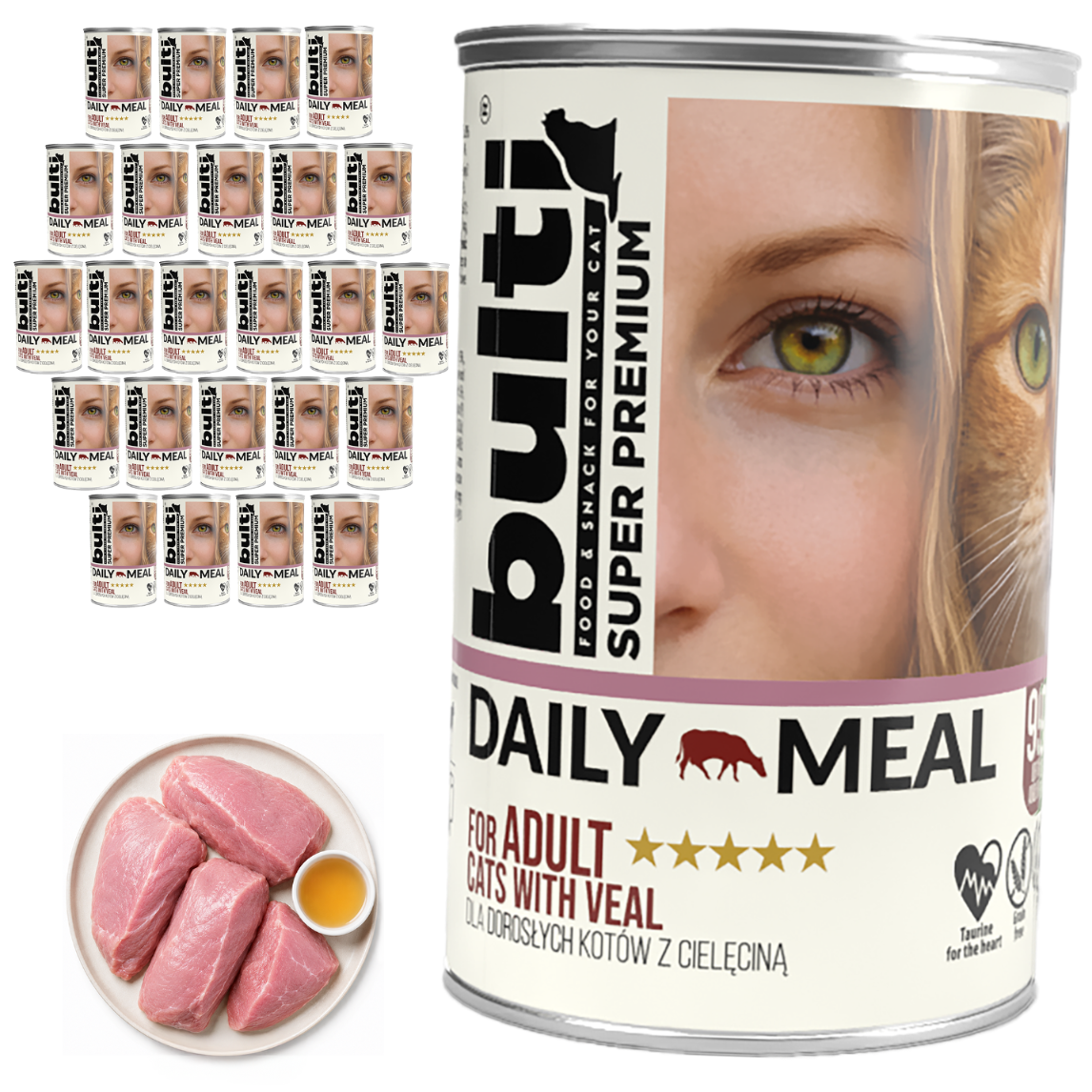 BULTI Daily Meal Adult mokra karma dla kota cielęcina, puszka 24 x 400g