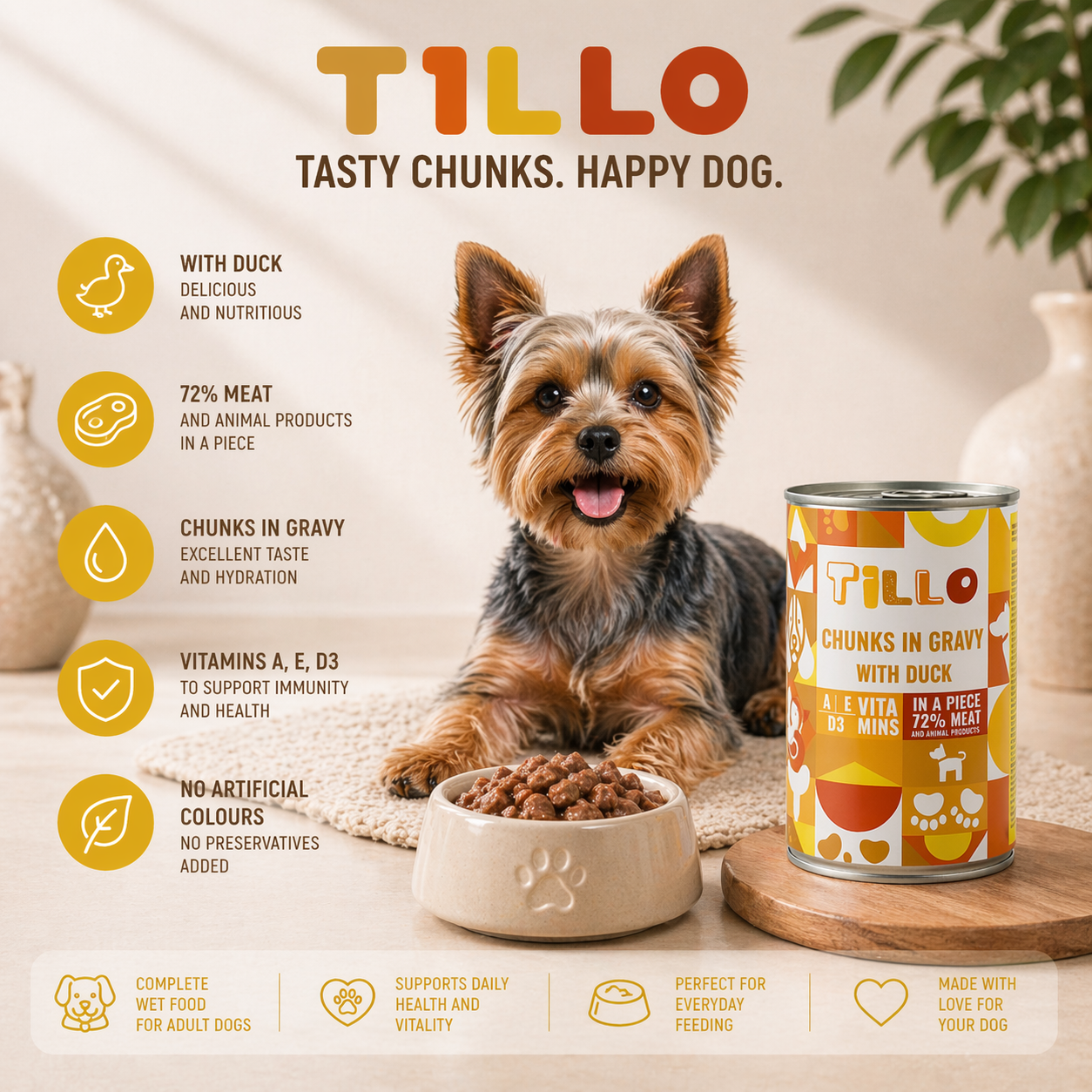 TILLO Chunky Kawałki w sosie dla psa Kaczka - puszka 415g
