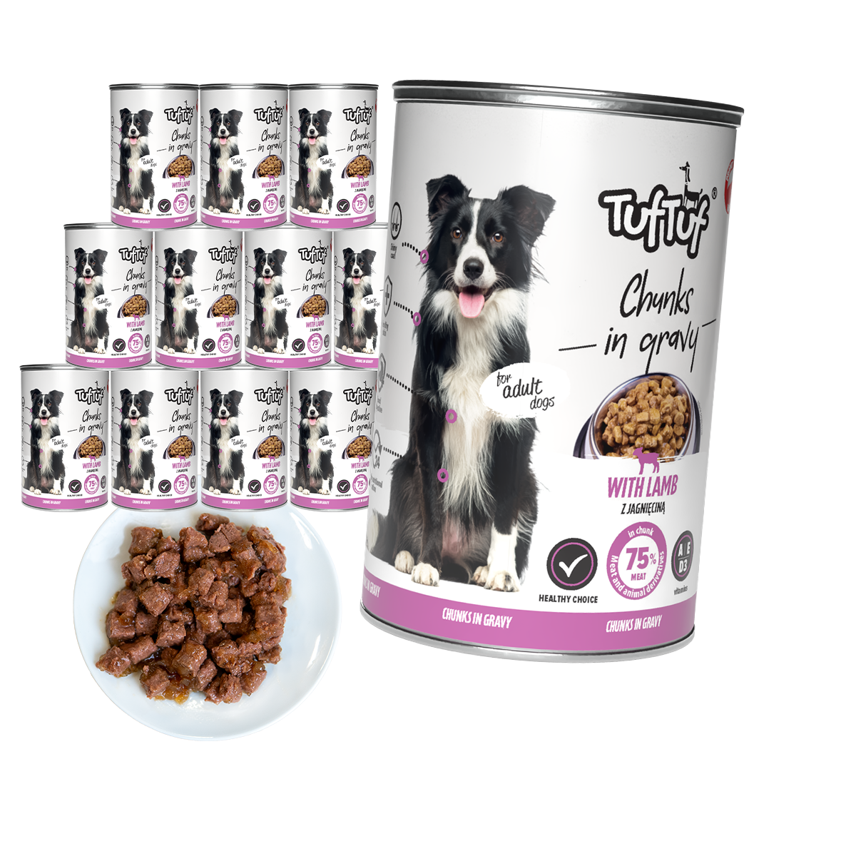 TufTuf puszka kawałki mięsne z jagnięciną 12x415g