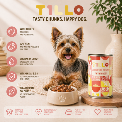 TILLO Chunky Kawałki w sosie dla psa Indyk - puszka 415g